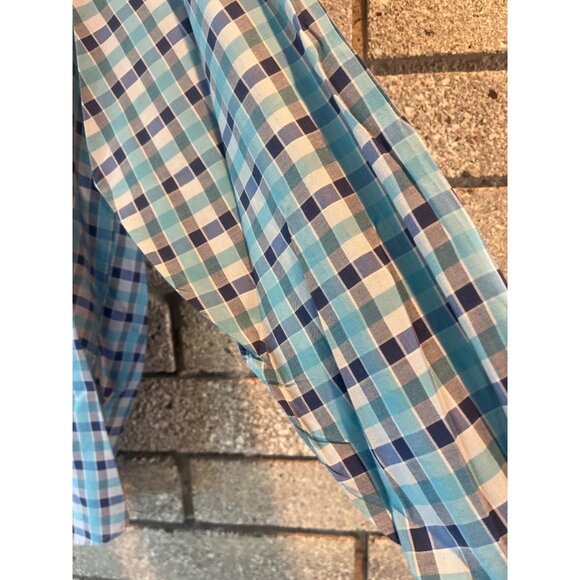 Bugatchi Classic Fit Mens Long Sleeve Button-Up Shirt Blue & White Plaid Pattern - Picture 5 of 10